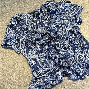 Ralph Lauren Floral Blue Paisley Women's Top size L.